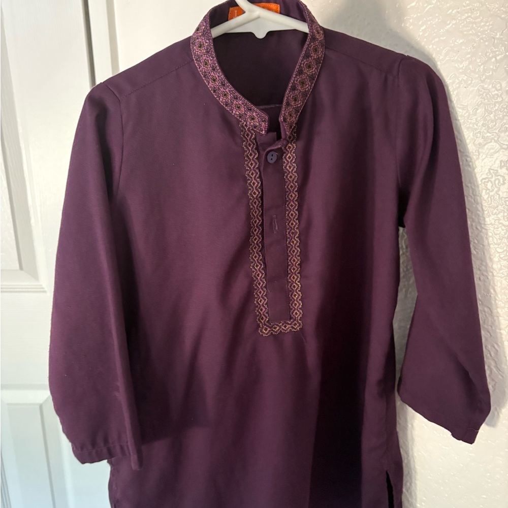 Kids Purple Embroidered Shirt and pant